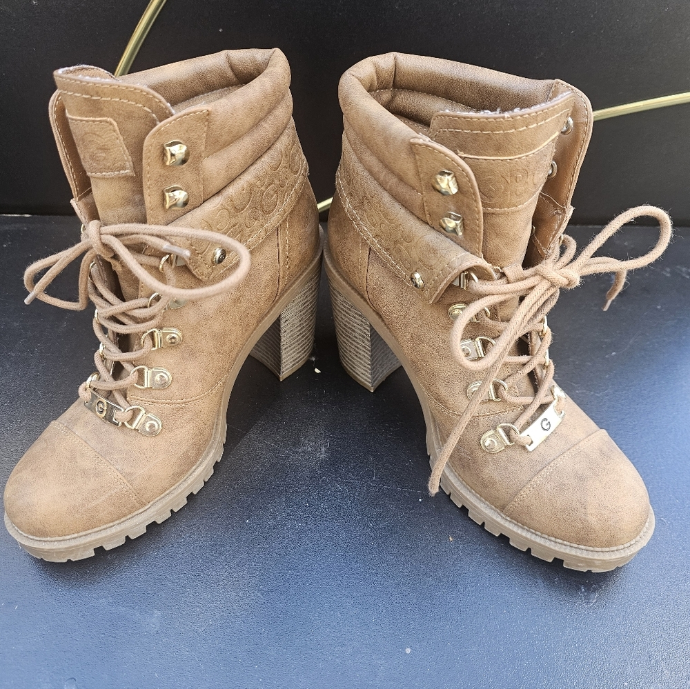 Guess Brown Lace-Up Ankle Boots